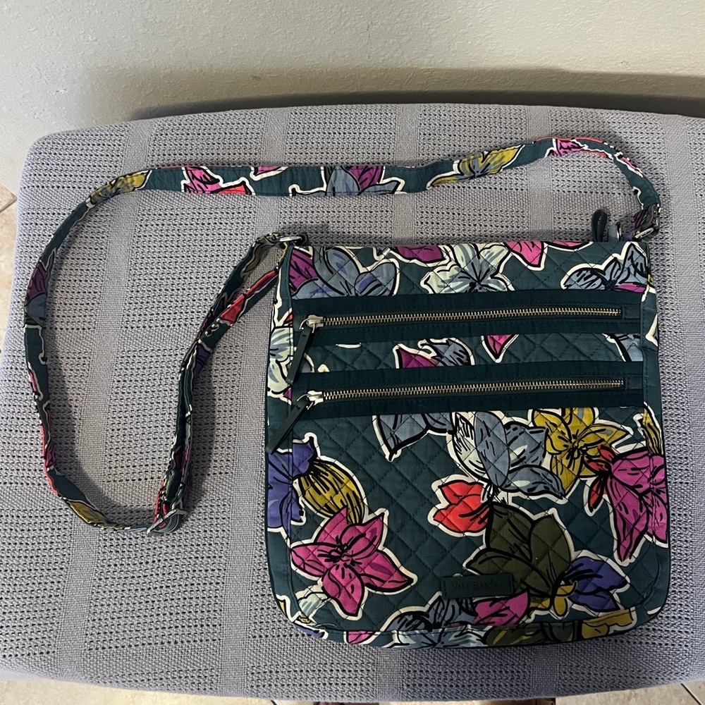 Vera Bradley Bohemian Blooms Triple Zip Hipster Crossbody